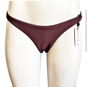 Vitamin A California High Leg Bikini Bottoms Chocolate Ecorib SZ S/6 NEW